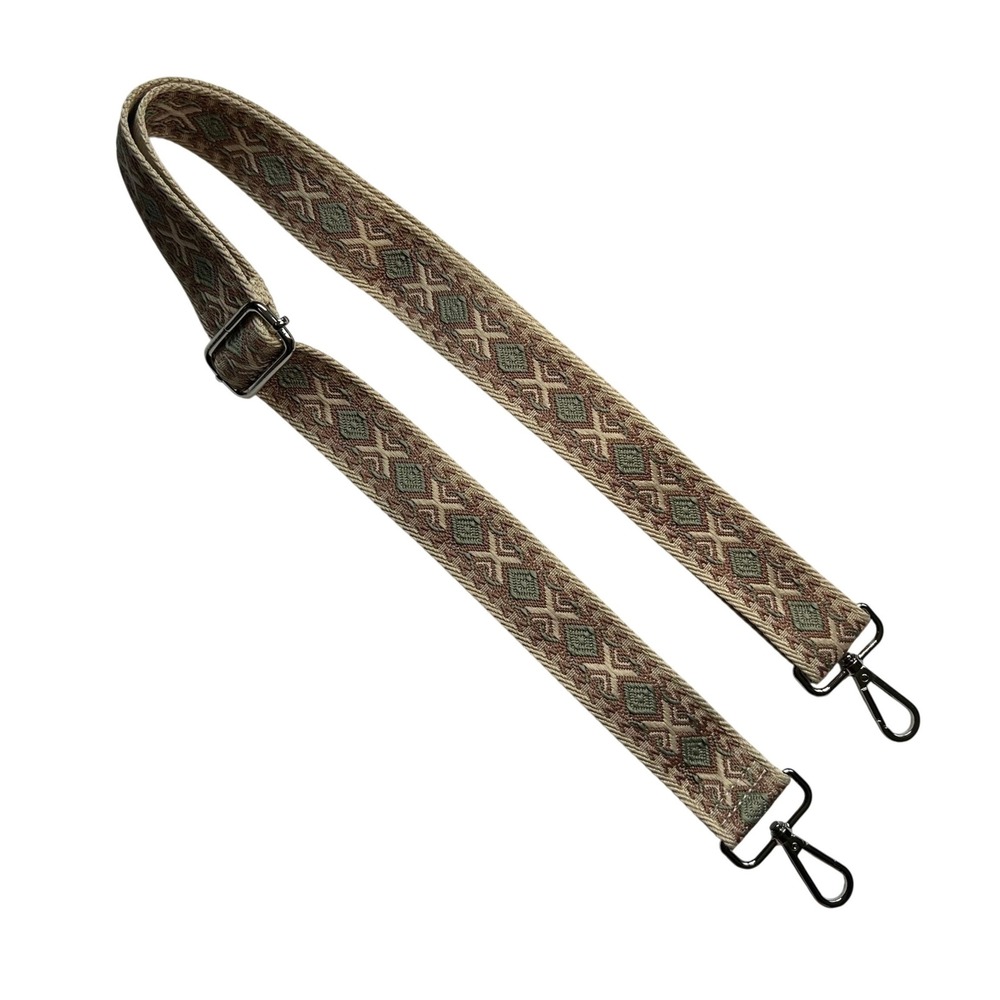 Hibate Universal Replacement Bag Strap Green Diamond Geometric Boho Canvas 1.5in